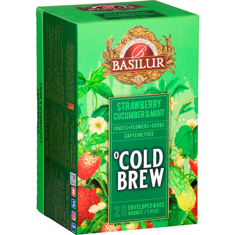 BASILUR Cold Brew Strawberry Cucumber & Mint, csomagol, 20×2 g (4792252943384)