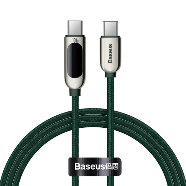 Кабел за данни и зареждане на Baseus, Display CATSK-B06, USB Type-C към USB Type-C Fast Charging, 1 м, 100W, Зелен
