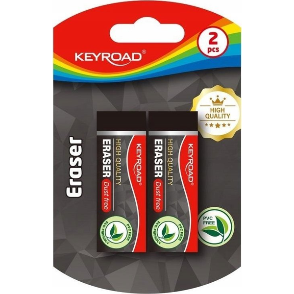  Keyroad Gumka do ścierania KEYROAD, techniczna, 2 szt., blister, czarna