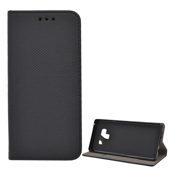 Tok álló, bőr hatású (FLIP, oldalra nyíló, asztali tartó funkció, rombusz minta) FEKETE [Samsung Galaxy Note 9 (SM-N960F)] (5996457794249)