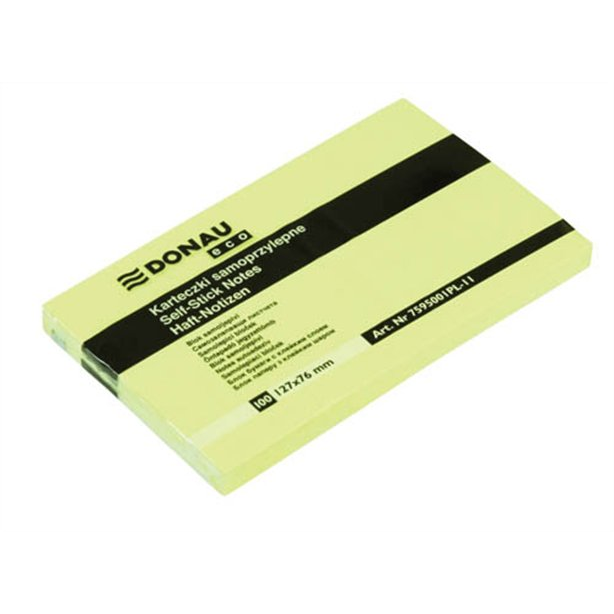 Donau ECO 127x76mm öntapadó jegyzettömb - Sárga (100 lap / tömb) (7595001PL-11)