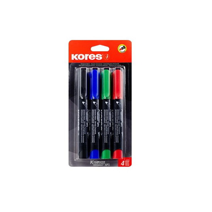 Kores Eco K-Marker 3mm Alkoholos marker készlet - Vegyes színek (4 db / csomag) (20764)
