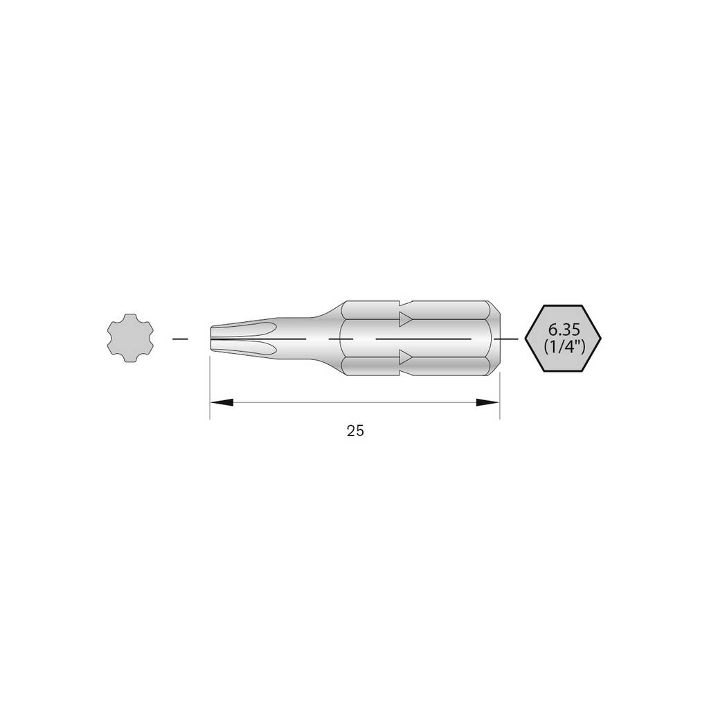 Bernstein Torx bit HRC acél Ötvözött C 6.3 6 db (6-IP10-25) (6-IP10-25)