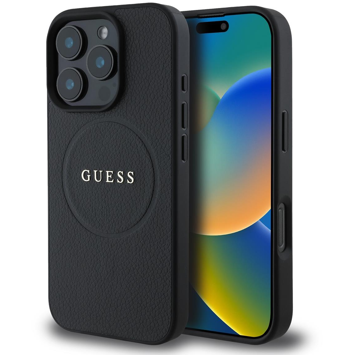 Guess PU Grained Classic Logo MagSafe iPhone 16 Pro Max Black tok (GUHMP16XPGHSMMK)