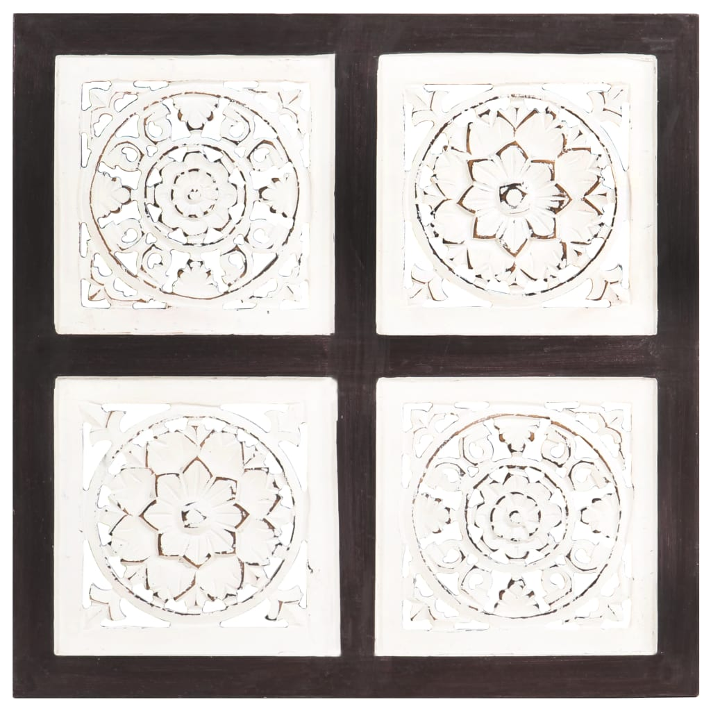 barna és fehér kézzel faragott fali panel MDF 40 x 40 x 1,5 cm (321653)