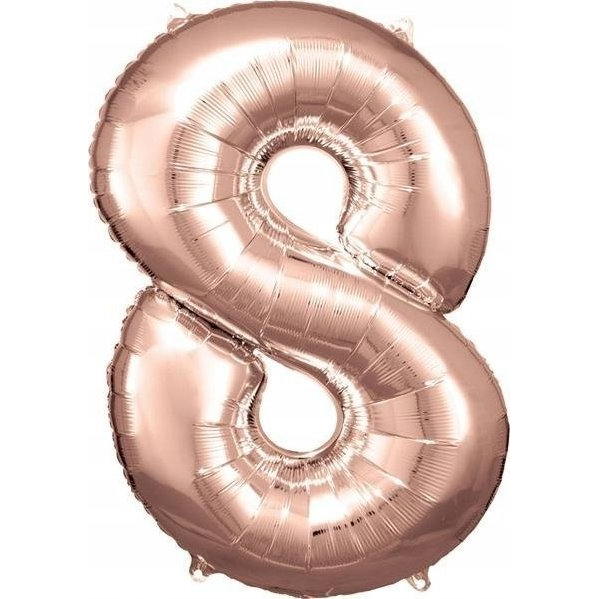 Óriás Szám Fólia Lufi - 8-as, 83x55 cm, Rózsaarany (9906283)