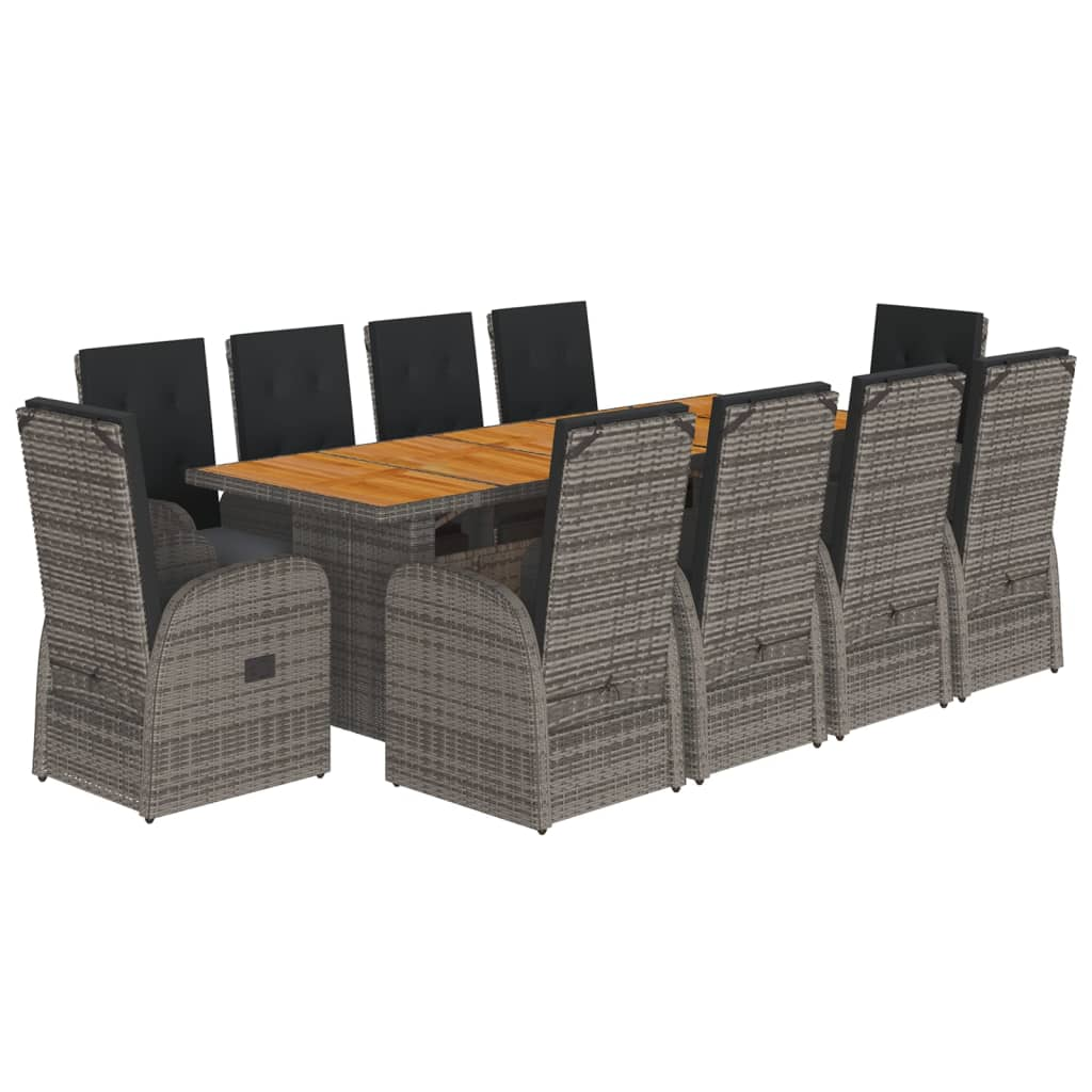 11 részes szürke polyrattan kerti ülőgarnitúra párnákkal (3277596)