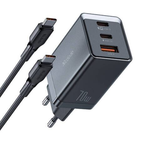 Mcdodo 2xUSB-C + 1xUSB-A GaN 67W hálózati töltő + USB-C - USB-C kábel (CH-1543) (CH-1543)