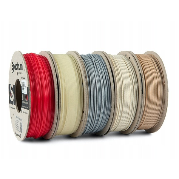 3D plastikas PLA special mix 5x0.25kg (Stone Age Light/Dark, Thermoactive Red, Glow in the Dark Green, WOOD Oak) Spectrum