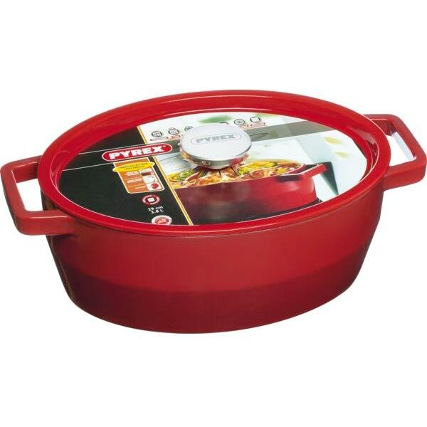Pyrex Slow Cook lábas ovális fedővel 4 l, piros, piros (222213076)