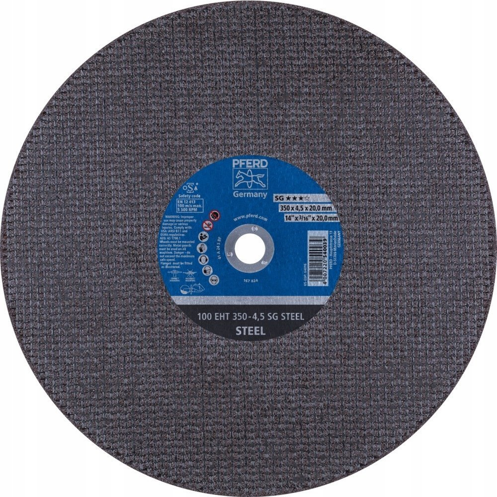 PFERD TOOLS 100 EHT 350-4,5 SG STEEL/20,0 61329520 Vágótárcsa, egyenes 350 mm 10 db Öntött vas, Acél ( )