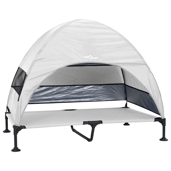 Emelt Kutyaágy Levehető Tetővel Ezüst Szürke XL Acél