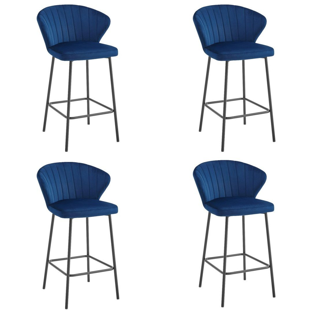 GATTA Hocker - Tengerészkék Bársony / Fekete Lábak x 4 (model_3865_4-GATTA-NIRY88)