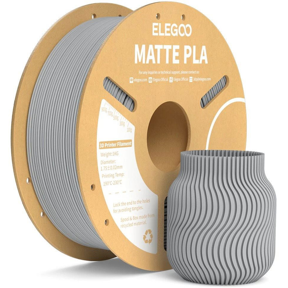 Elegoo PLA MATTE - 1,75mm, 1kg, Cardboard Spool, Slate Grey (ELEEG240437)