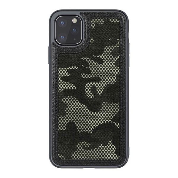 NILLKIN CAMO műanyag telefonvédő (bőr hatású, kamera védelem, terep minta) FEKETE [Apple iPhone 11 Pro]
