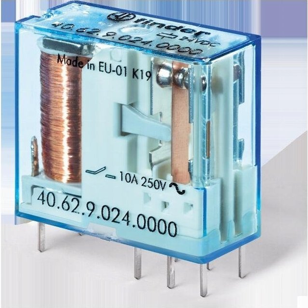 Nyák relé 24 V/DC 10 A 2 váltó, Finder 40.62.9.024.0000