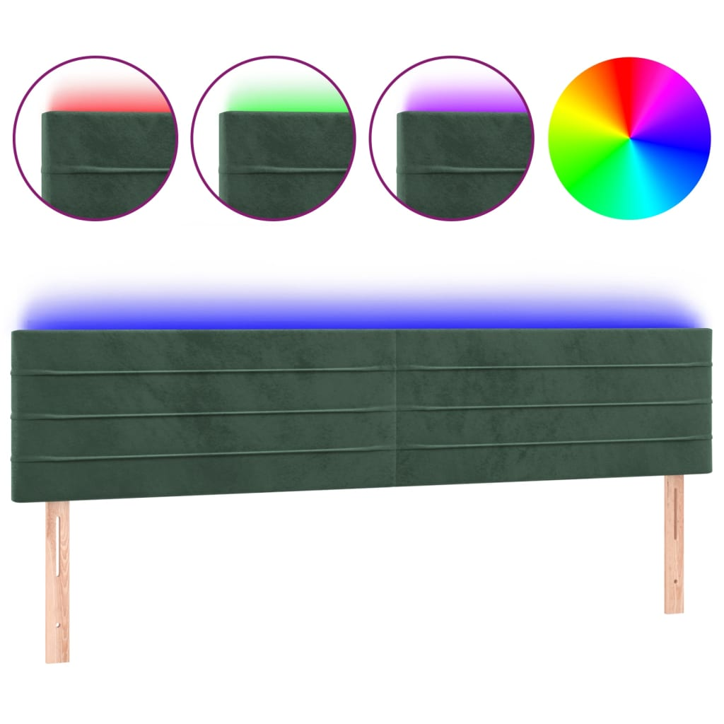 sötétzöld bársony LED-es fejtámla 160x5x78/88 cm (3121809)