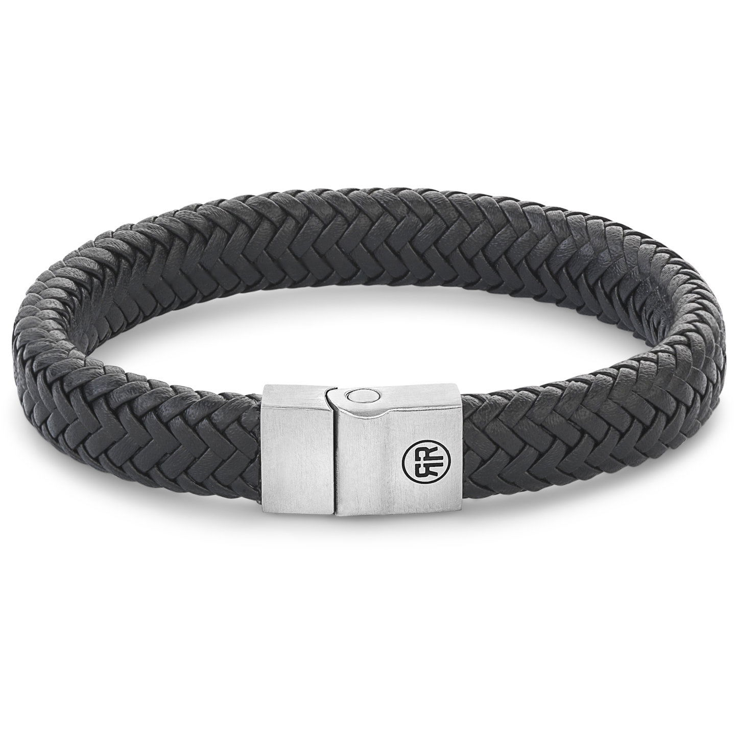 Rebel & Rose Férfi Full Metal Herringbone Black RR-M0019-S-M karkötő, bőr + biztonsági csat (8720701582415)