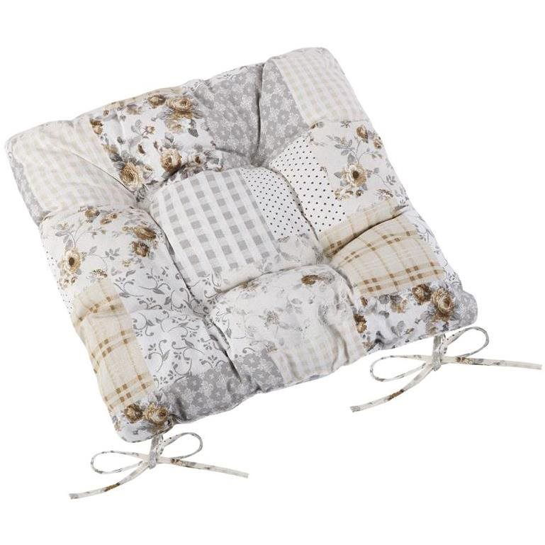 Bellatex EMA steppelt párna, 40×40 cm, bézs-szürke patchwork (4497)