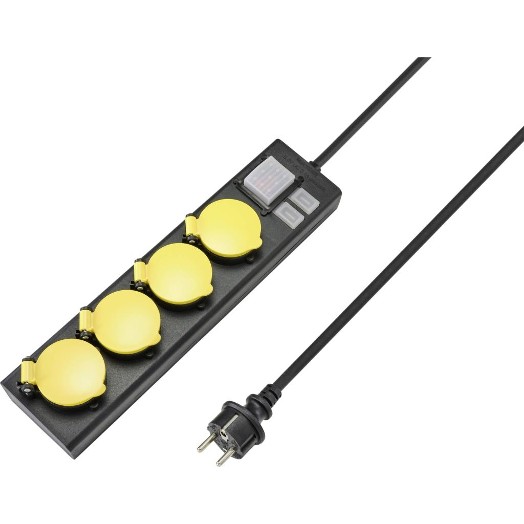 Sygonix védőérintkezős elosztó kapcsolóval fekete sárga (RF-4737806) (RF4737806)