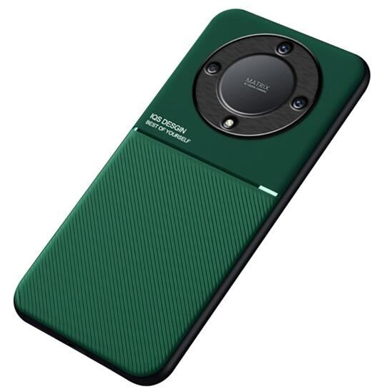 Gigapack Honor Magic5 Lite 5G mágneses, bőr hatású, csíkos mintás tok sötétzöld (GP-136333) (GP-136333)