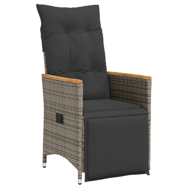 szürke polyrattan dönthető kerti szék párnákkal