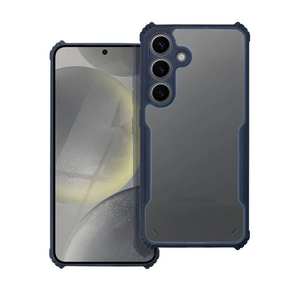 Samsung Galaxy A34 5G SM-A346B, Szilikon tok, közepesen ütésálló, légpárnás sarok, akril hátlap, Anti-Drop Case, átlátszó/sötétkék (5903396269844)