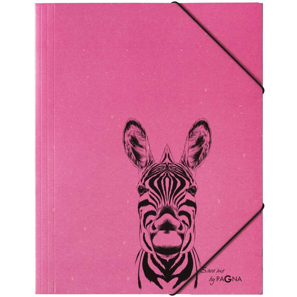 PAGNA Gummizugmappe A4 PP,Karton,3 Einschlagklapp, Zebra