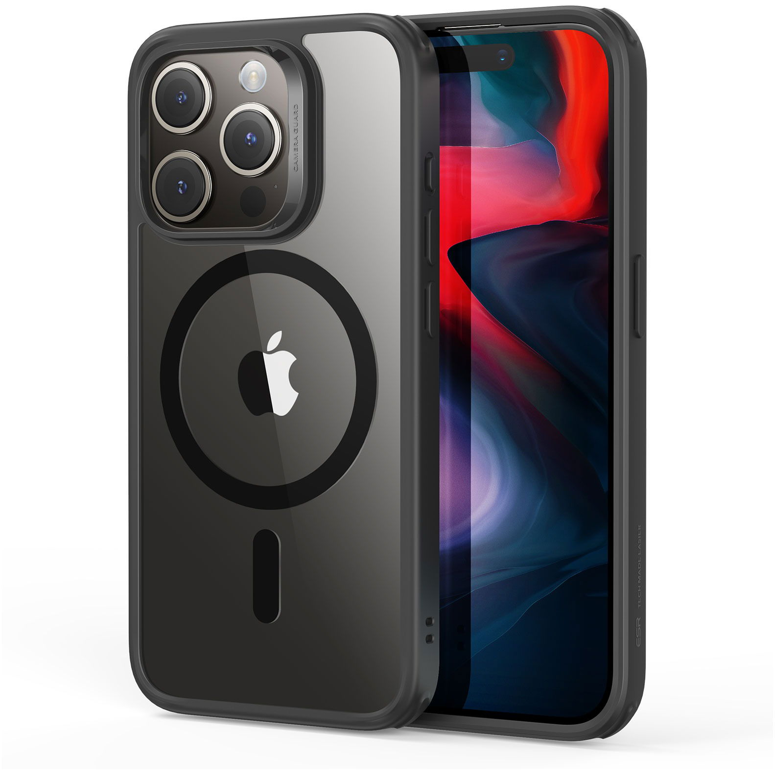 ESR Classic Hybrid Case (HaloLock), Compatible with iPhone 15 Pro Max, Clear Black tok (1A6670202)