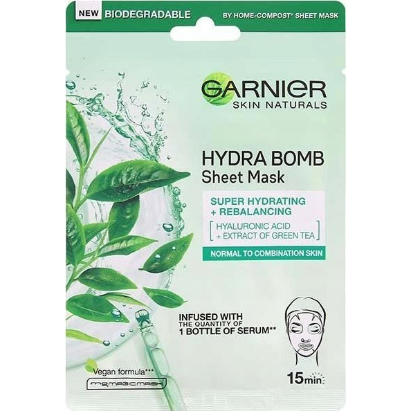 GARNIER Skin Naturals Hydra Bomb Sheet Mask Green Tea 28 g (3600542385329)