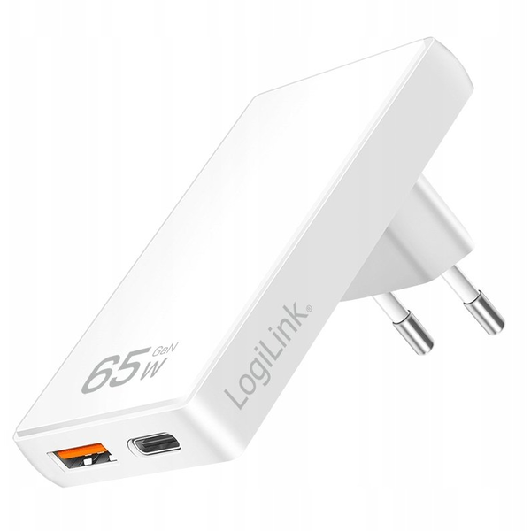 Lader 230V 1xUSB-C 65W+1xUSB-A 18W LogiLink Zwart
