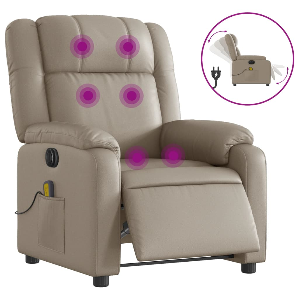 kávészínű műbőr elektromos dönthető masszázsfotel (3205149)