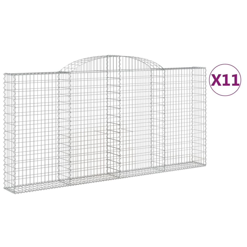 11 db íves horganyzott vas gabion kosár 300x30x140/160 cm (3146566)