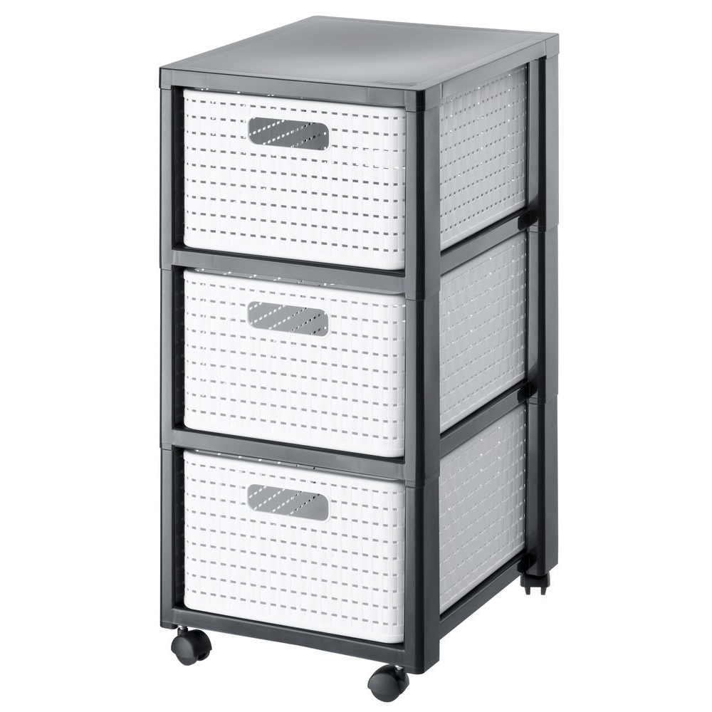 Rotho Country 3 részes tároló komód - Fehér/Szürke (1165490001)