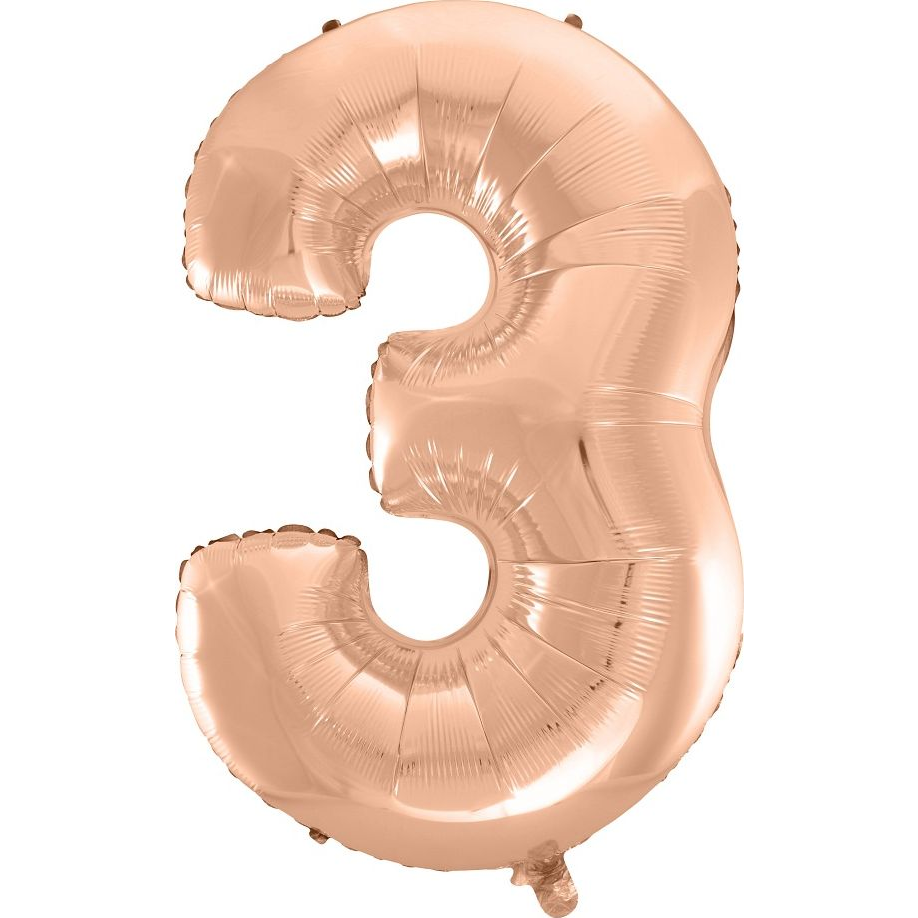 Szám Fólia Lufi - 92 cm, 3-as, Rose Gold (GODA2123)