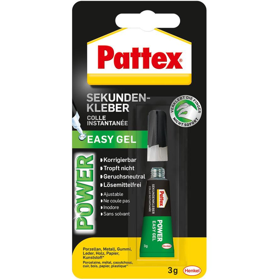 Pattex Sekundenkleber Power Easy Gel, Tube, 3g (9H PSPS2) (9H PSPS2)
