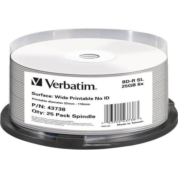 Verbatim 43738 Lees/schrijf blu-ray disc BD-R 25 GB 25 stuk(s)