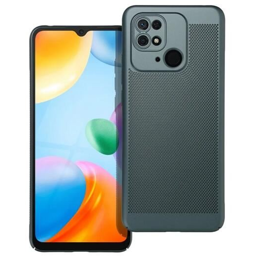 Gigapack Xiaomi Redmi 10C légáteresztő, lyukacsos műanyag tok sötétzöld (GP-142656) (GP-142656)