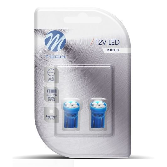 M-Tech T10 LED 4x3528 SMD fehér kék, pár (72LB017B) (72LB017B)