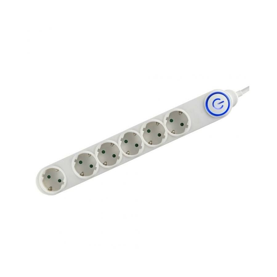 Somogyi világító lábkapcsolós elosztó 6 aljzat 5m fehér (NV 06TK-5/WH/1,5) (NV 06TK-5/WH/1,5)