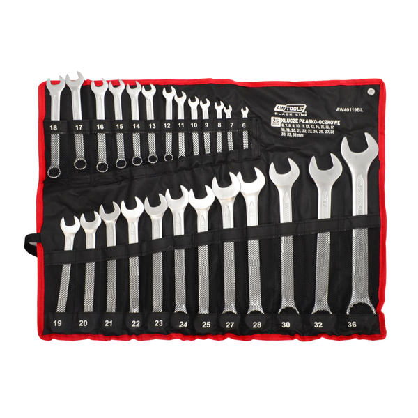 AWTools AWTOOLS KLUCZ PŁASKO-OCZKOWY KPL.25szt. /6mm-36mm /BLACK LINE