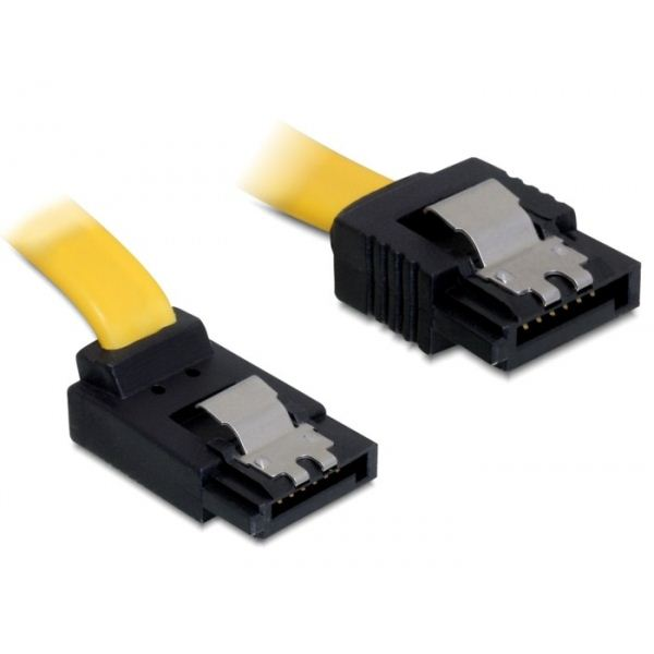Delock DL82812 SATA 6 Gb/s sárga felfele / egyenes csatl. (fémlappal) 70 cm-es összekötő kábel (DL82812)