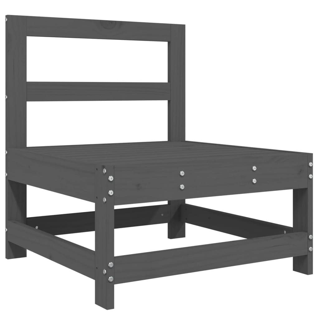 szürke tömör fenyőfa kerti középső kanapé (825480)