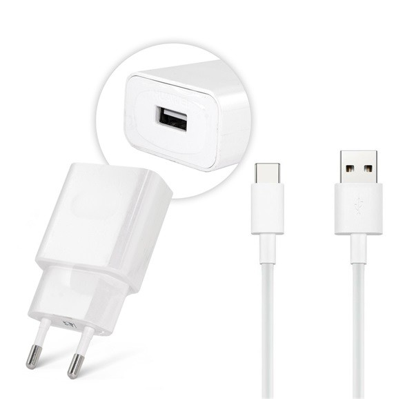HUAWEI hálózati töltő USB aljzat (5V / 2000mA, 10W, gyorstöltés támogatás + LX1121 Type-C kábel) FEHÉR (AP81 / HW-050200E02_LX1121) (AP81 / HW-050200E02_LX1121)