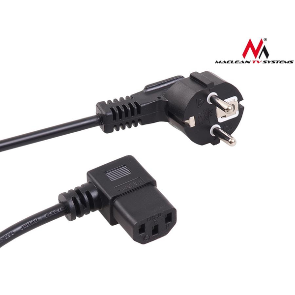 Napájecí kabel Maclean MCTV-804, Úhlový, 3 pin, EU zástrčka,