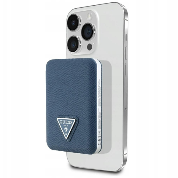Guess PU Grained Triangle 5000mAh Power Bank albastru închis MagSafe