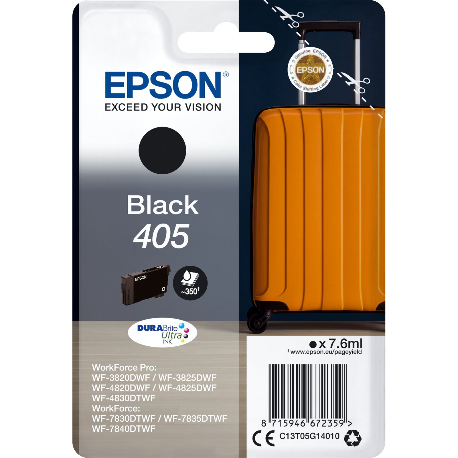 Epson 405 atramentová náplň 1 kusov Originál Štandardná výťažnosť Čierna (C13T05G14020)