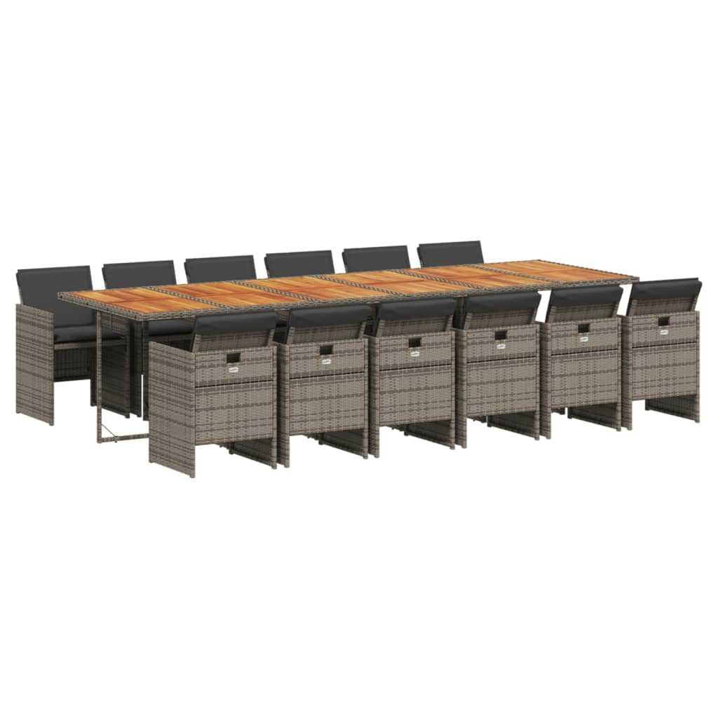 13 részes szürke polyrattan kerti ülőgarnitúra párnákkal (3210590)