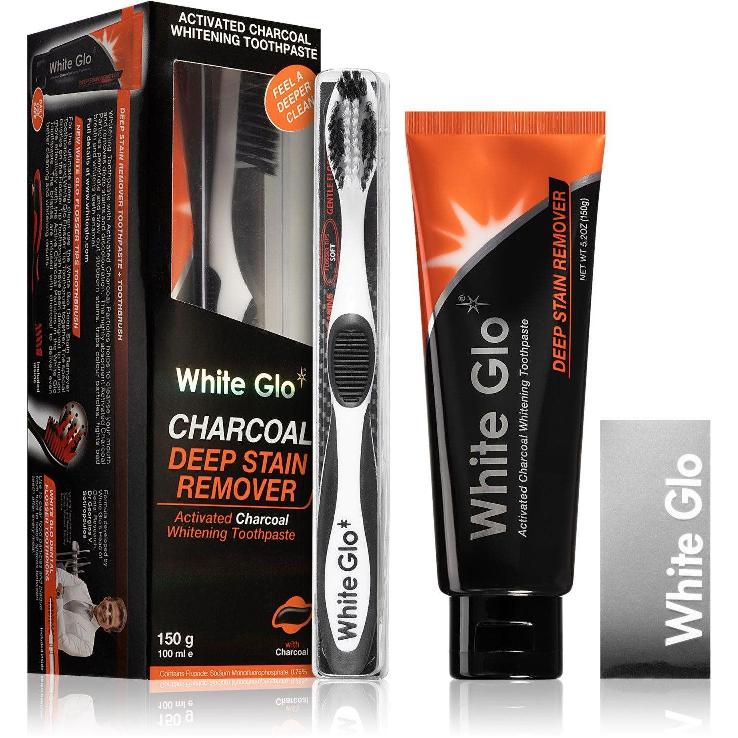 FEHÉR GLO Deep Ftain Remover Faszén 100 ml + ecset és fogakkal ellátott kefék
