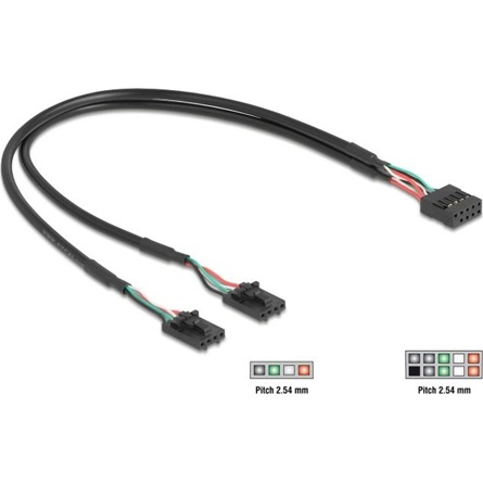 DELOCK Kabel USB 2.0 Pfostenbuchse 2,54 mm 10 Pin zu 2 x USB